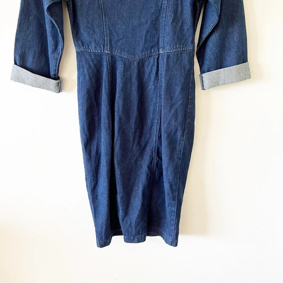 Vintage Blondie and Me Cotton Denim Shirt Dress Women’s Size 9/10 Late 80s Style - Picture 8 of 10